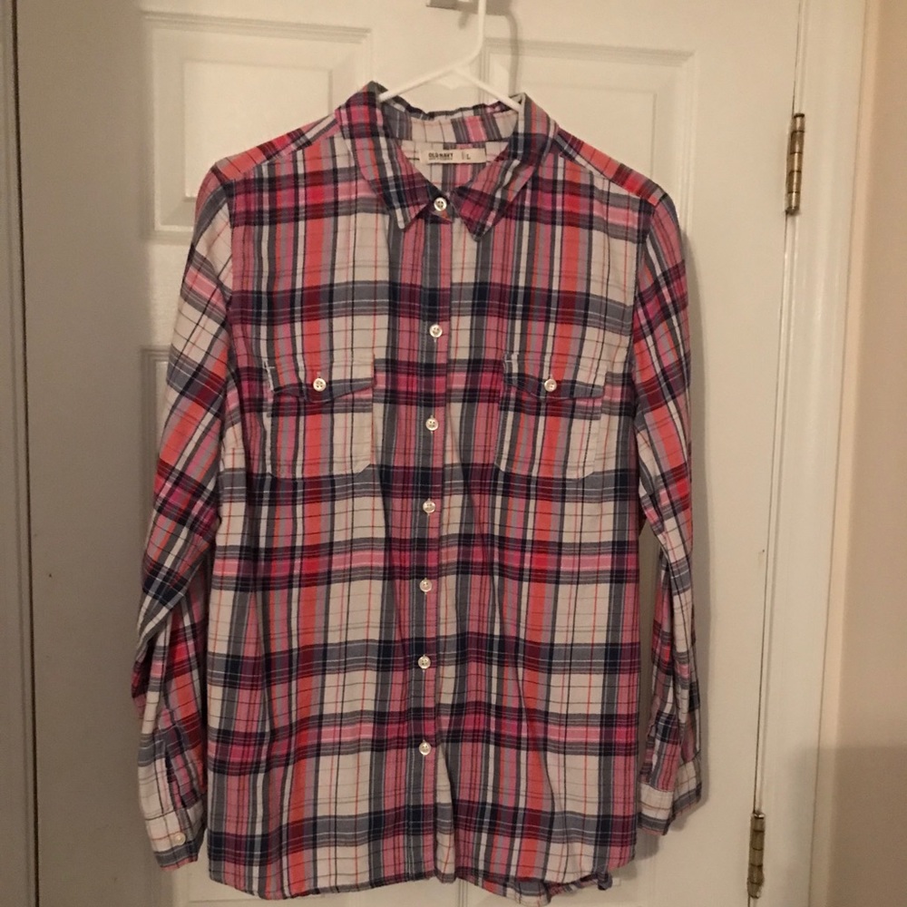 Old Navy brand size M pink plaid flannel